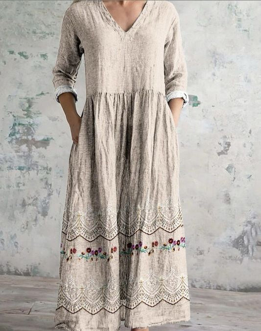 Eliana™ | Vestido Vintage De Lino